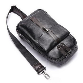 Μοντέρνα ανδρική τσάντα ώμου με μπροστινή τσέπη