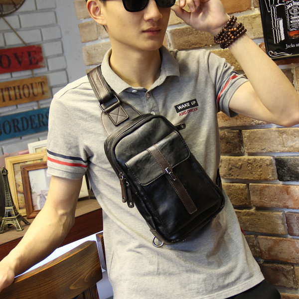 Geantă de umăr pentru bărbați la zi cu buzunar frontal