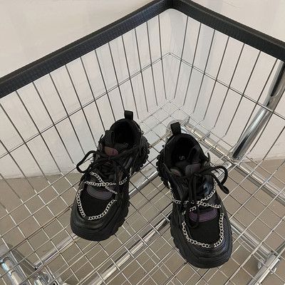 Γυναικεία casual αθλητικά παπούτσια με κορδόνια και μεταλλικά στοιχεία