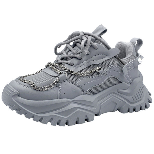 Γυναικεία casual αθλητικά παπούτσια με κορδόνια και μεταλλικά στοιχεία