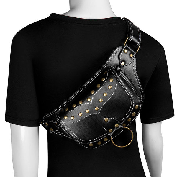 Μοντέρνα ανδρική τσάντα ώμου με μεταλλικά τρουξ