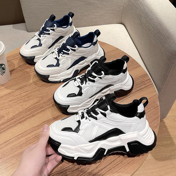 Tenisi dama respirabili cu platforma de 5 cm