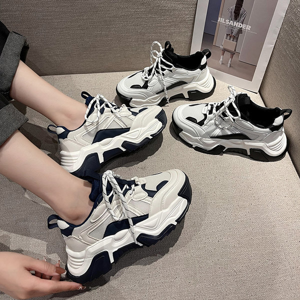 Tenisi dama respirabili cu platforma de 5 cm