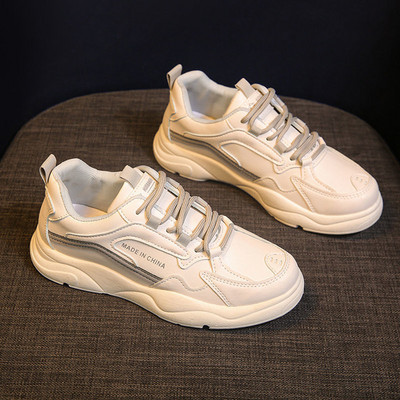 Casual έκο δερμάτινα πάνινα παπούτσια με επιγραφή και κορδόνια  για γυναίκες