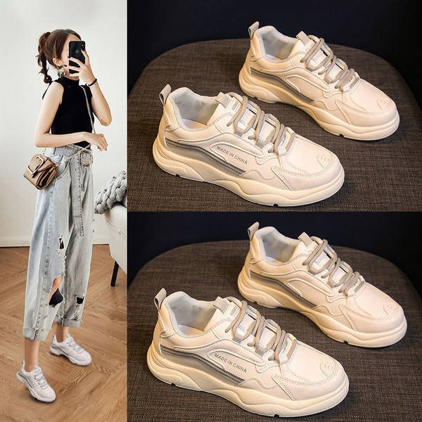 Casual έκο δερμάτινα πάνινα παπούτσια με επιγραφή και κορδόνια  για γυναίκες