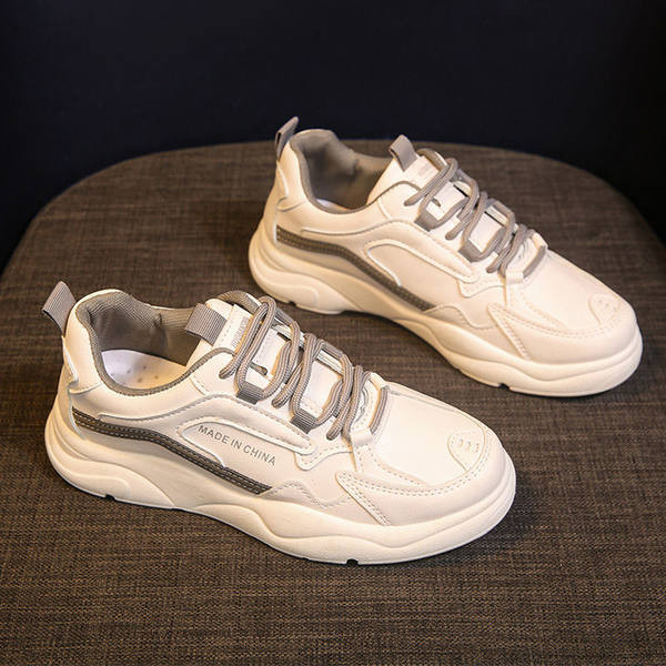 Casual έκο δερμάτινα πάνινα παπούτσια με επιγραφή και κορδόνια  για γυναίκες