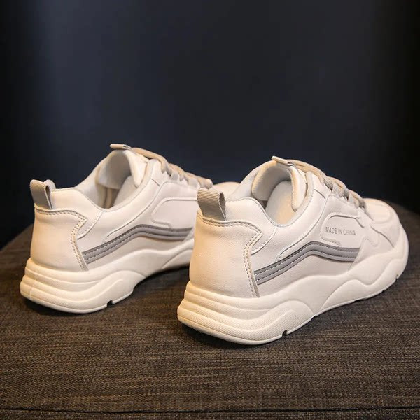 Casual έκο δερμάτινα πάνινα παπούτσια με επιγραφή και κορδόνια  για γυναίκες