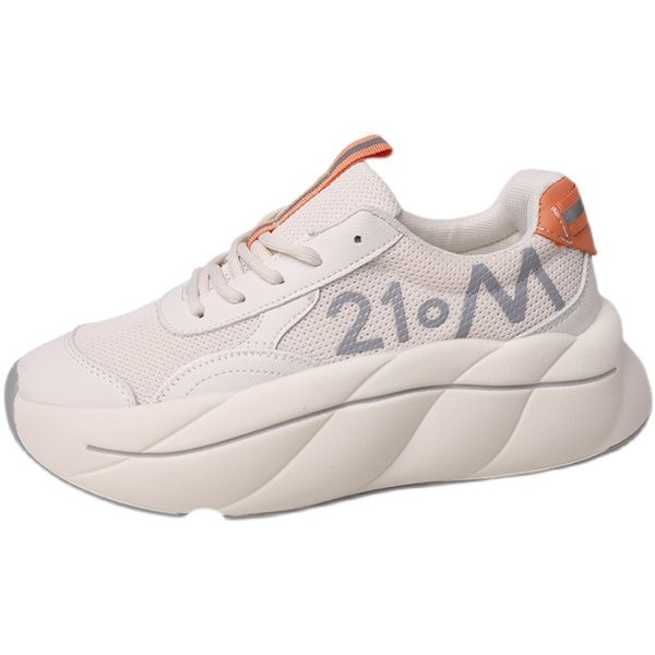 Γυναικεία αθλητικά παπούτσια με πλατφόρμα 5 εκατοστά - λευκό χρώμα