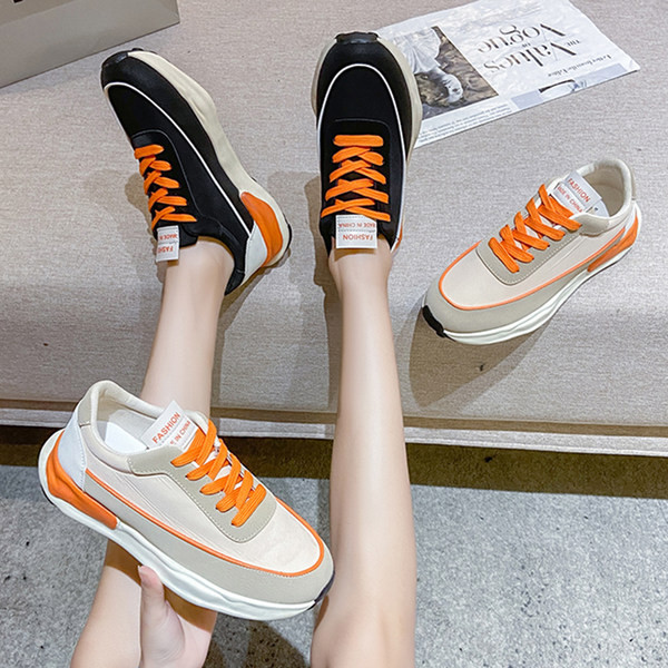 Νέο μοντέλο γυναικεία αθλητικά παπούτσια  με κορδόνια - μαύρο και μπεζ χρώμα