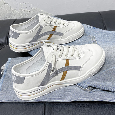 Νέο μοντέλο γυναικεία αθλητικά παπούτσια πό οικολογικό δέρμα με κορδόνια - δύο χρώματα