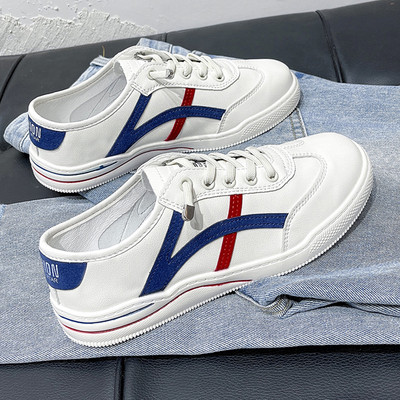 Νέο μοντέλο γυναικεία αθλητικά παπούτσια πό οικολογικό δέρμα με κορδόνια - δύο χρώματα