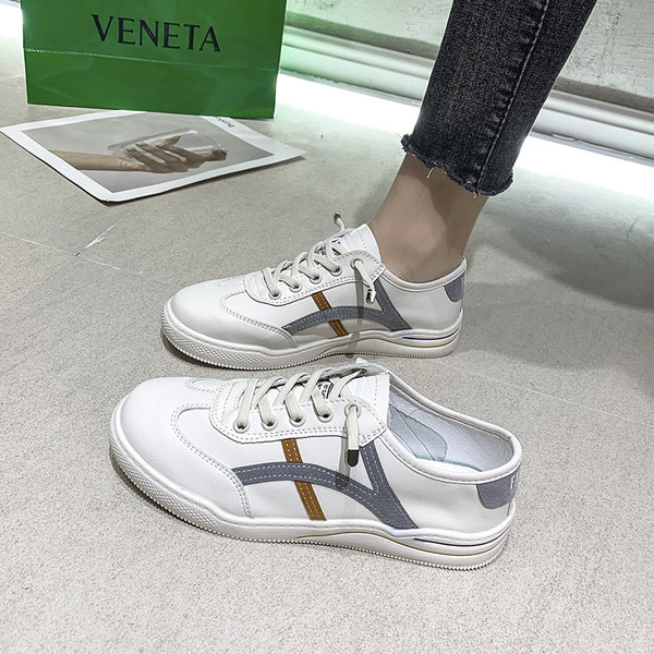 Νέο μοντέλο γυναικεία αθλητικά παπούτσια πό οικολογικό δέρμα με κορδόνια - δύο χρώματα