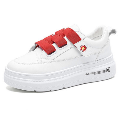 Γυναικεία αθλητικά παπούτσια με χρωματιστά κορδόνια,  velcro και κέντημα