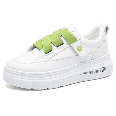 Γυναικεία αθλητικά παπούτσια με χρωματιστά κορδόνια,  velcro και κέντημα