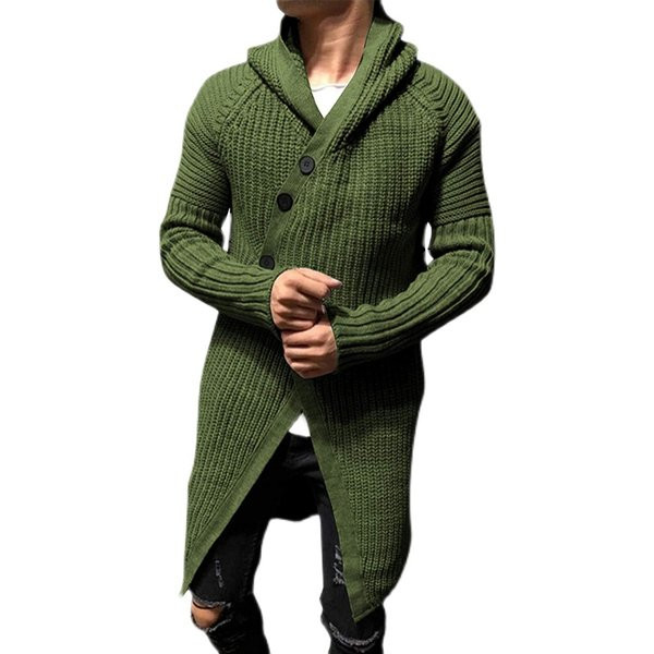 Muški moderan kardigan dugi asimetrični model s gumbima
