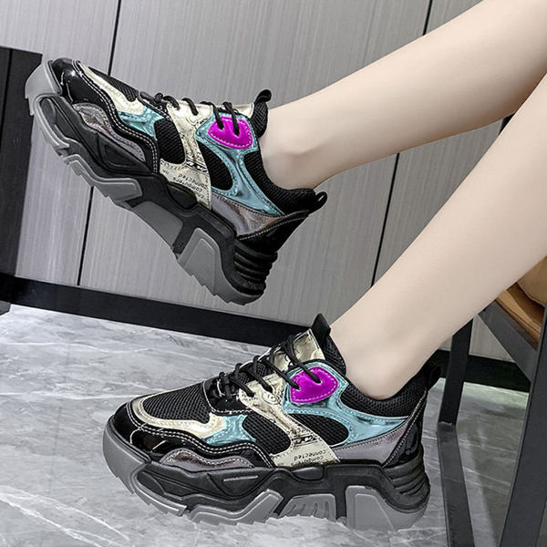 Γυναικεία casual αθλητικά παπούτσια με κορδόνια και σόλα 4,5 εκ