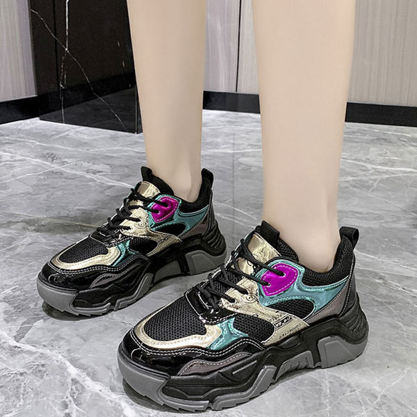 Γυναικεία casual αθλητικά παπούτσια με κορδόνια και σόλα 4,5 εκ