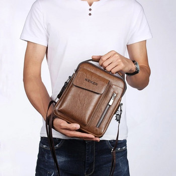 Мъжка модерна чанта от еко кожа с преден джоб