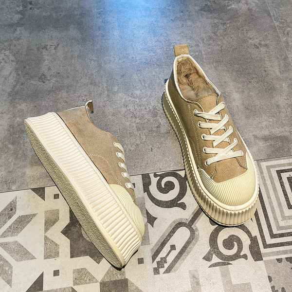 Ženske platnene tenisice s toplom postavom i ravnim potplatom