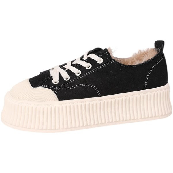 Ženske platnene tenisice s toplom postavom i ravnim potplatom