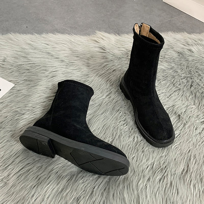 Γυναικείες μπότες από οικο σουέτ με επίπεδη σόλα