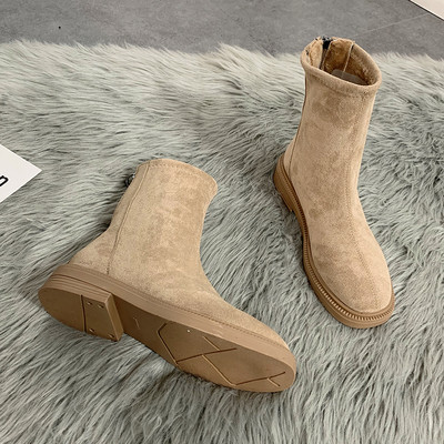 Γυναικείες μπότες από οικο σουέτ με επίπεδη σόλα