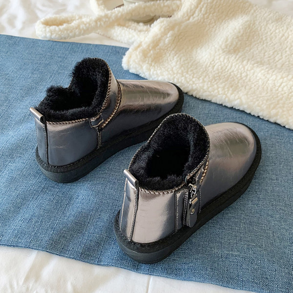 Cizme casual de damă cu căptușeală caldă și fermoar