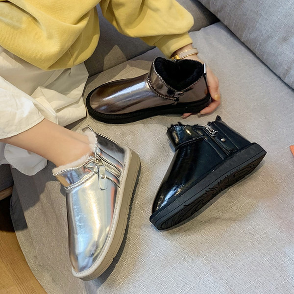 Cizme casual de damă cu căptușeală caldă și fermoar