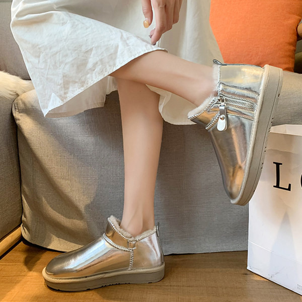 Cizme casual de damă cu căptușeală caldă și fermoar