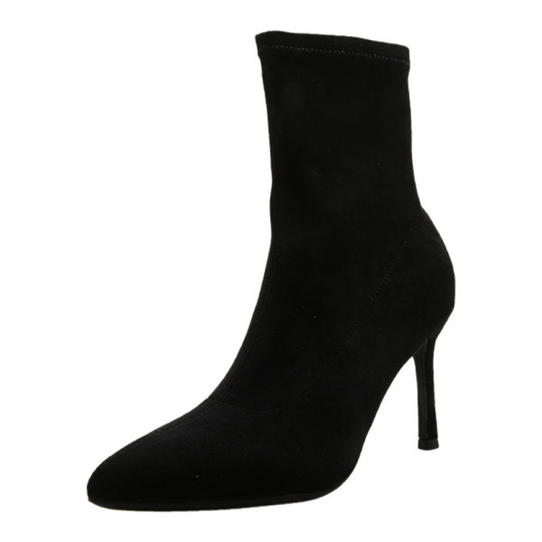 Model ascutit de cizme din piele intoarsa eco cu toc subtire subtire