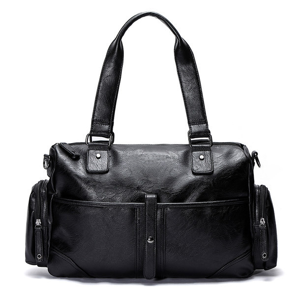 Κομψή ανδρική τσάντα με κοντή και μακριά λαβή από οικολογικό δέρμα