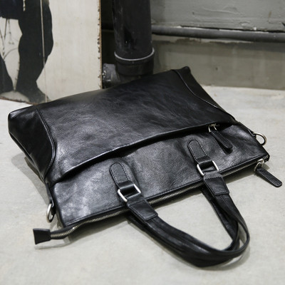 Ανδρική τσάντα με φερμουάρ από οικολογικό δέρμα, απλό μοντέλο