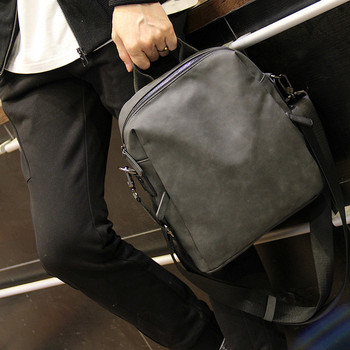 Мъжка стилна чанта с къса и дълга дръжка от еко кожа