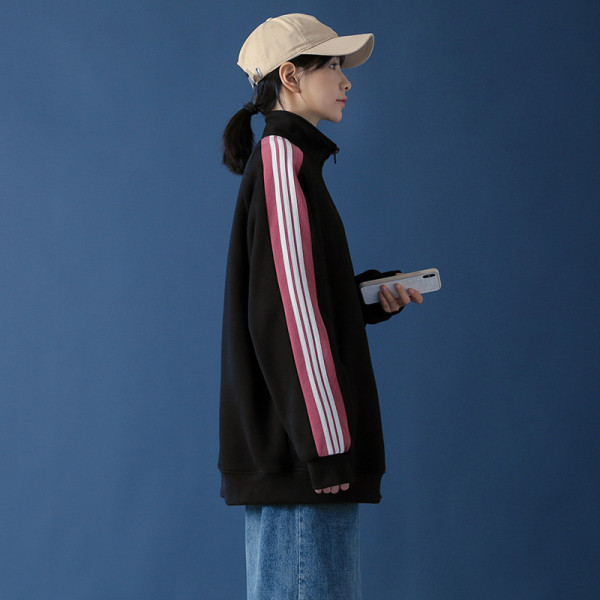 Γυναικείο αθλητικό φούτερ με μπορντούρα και φερμουάρ