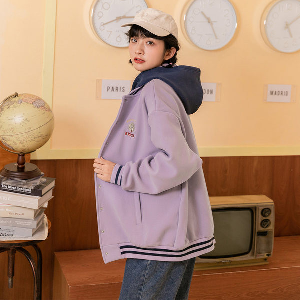 Geaca casual dama cu gluga si broderie