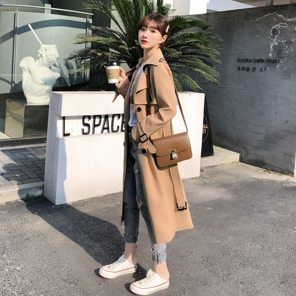 Γυναικείο μακρύ παλτό με κουμπιά - σε δύο χρώματα