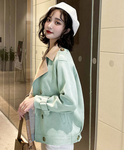 Γυναικείο οικολογικό σουέτ σακάκι με κουμπιά