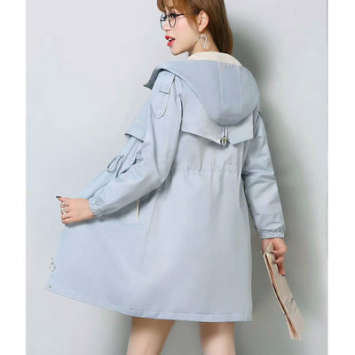 Φαρδύ γυναικείο μπουφάν με κουκούλα και τσέπες