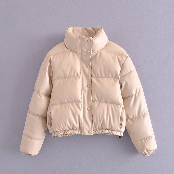 Γυναικείο μπουφάν με ελαστική μέση και ψηλό γιακά