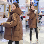 Geaca de iarna lunga lata cu fermoare si gluga pentru femei