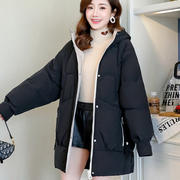Geaca de iarna lunga lata cu fermoare si gluga pentru femei