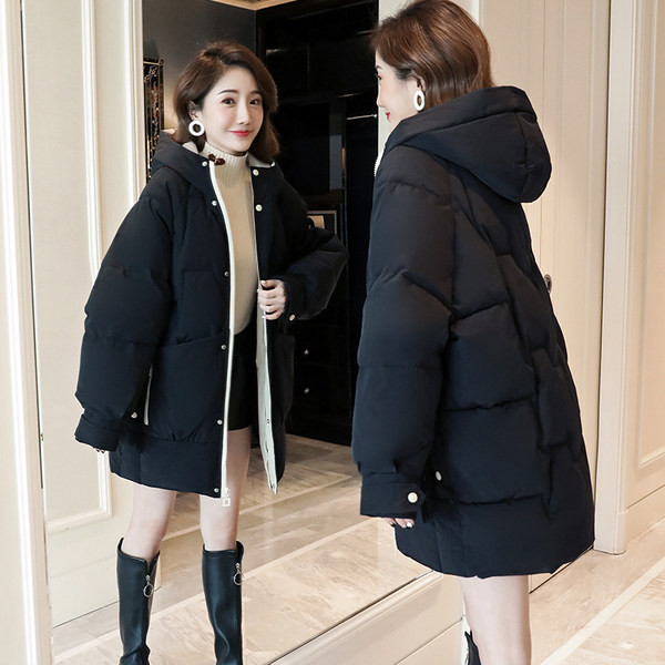 Geaca de iarna lunga lata cu fermoare si gluga pentru femei