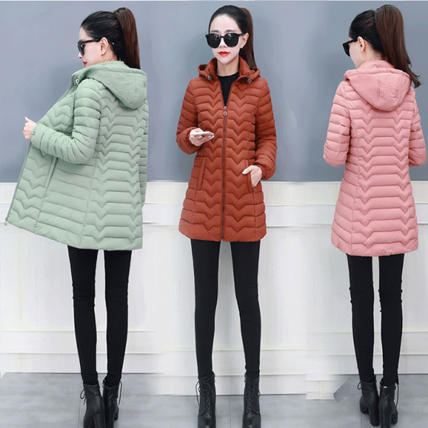 Naiste sügis-talvine jope kapuutsi ja taskutega