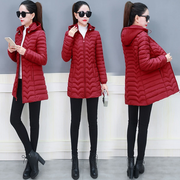 Naiste sügis-talvine jope kapuutsi ja taskutega