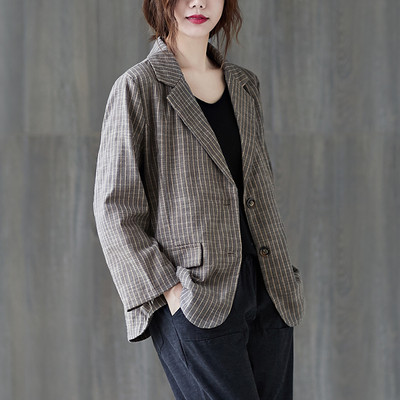 Γυναικείο μοντέρνο λεπτό ριγέ μπουφάν με λαιμόκοψη spitz