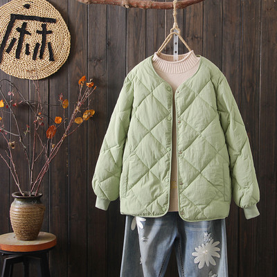 Γυναικείο casual μπουφάν με κουμπιά και στρογγυλή λαιμόκοψη