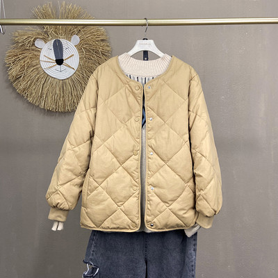 Γυναικείο casual μπουφάν με κουμπιά και στρογγυλή λαιμόκοψη