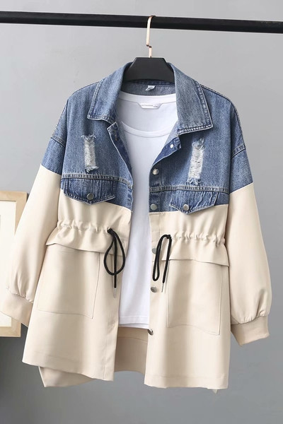 Geaca de dama primavara-toamna cu cravate si motive rupte