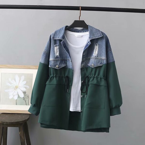 Geaca de dama primavara-toamna cu cravate si motive rupte