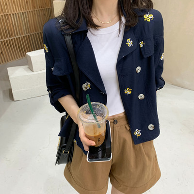 Geaca de dama model scurt pentru primavara si toamna cu maneci reglabile